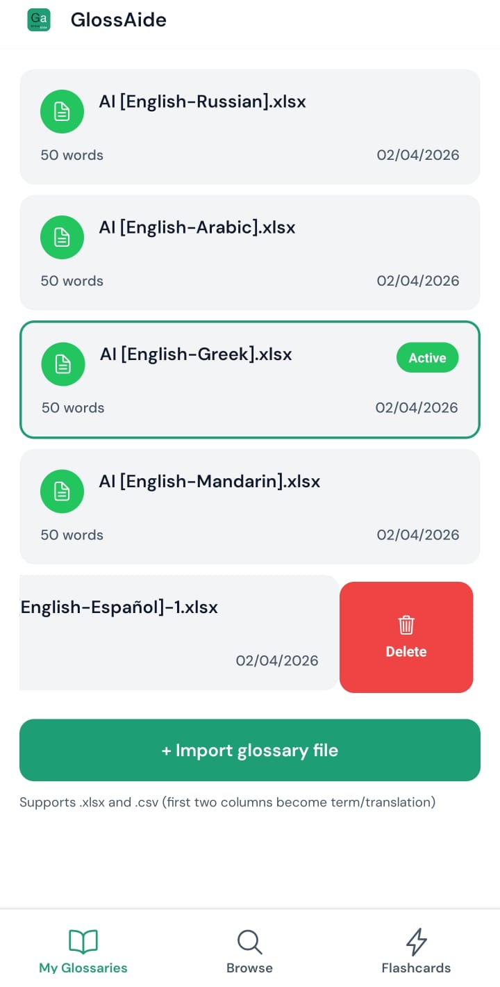 GlossAide app screenshot